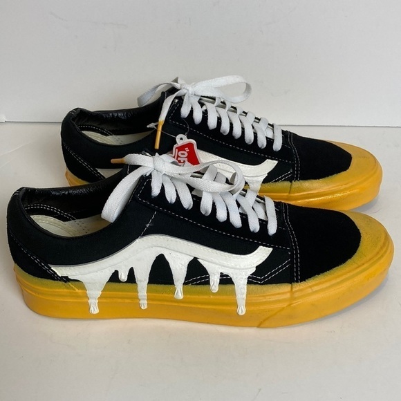 VANS NWT Drip Black Yellow White Men’s 10.5 Streetwear Custom Sneakers Skater - Picture 14 of 16